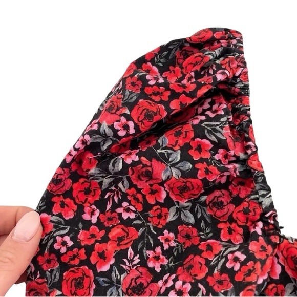 NWOT Zara Multicolor Floral Print Cropped Puffed 3/4 Sleeves Top Size S - Picture 6 of 7